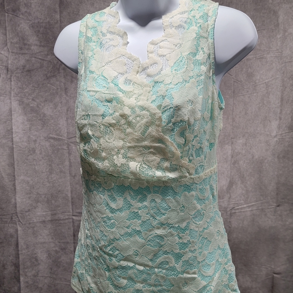 Mint Lace Lined Tank